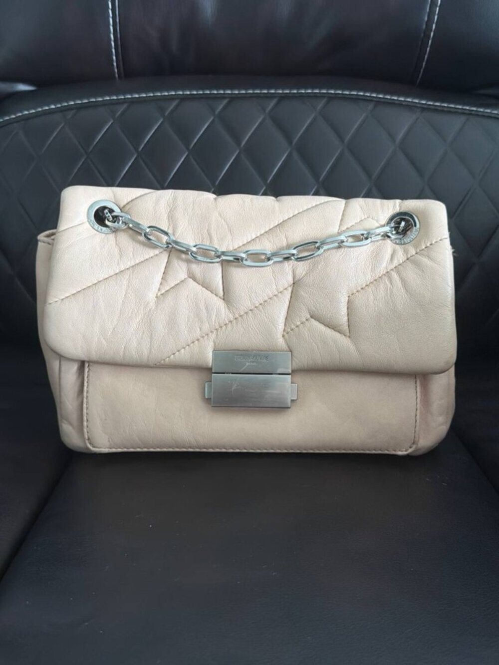 Zadig & Voltaire | Quilted Leather Shoulder Bag | Light Beige | VGUC